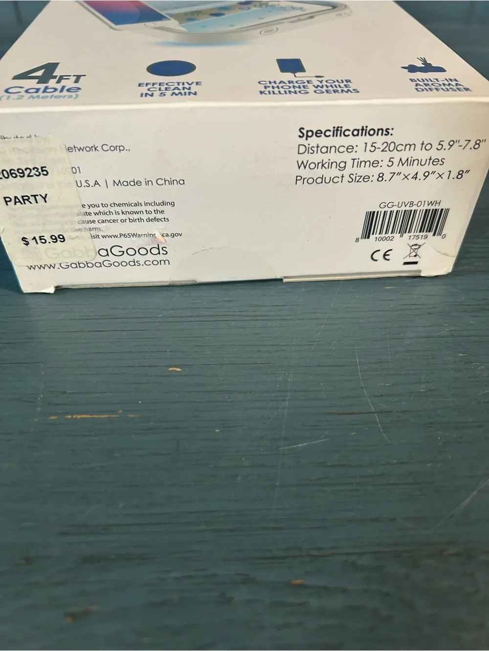 Gabba Goods White Phone & Accessory UV Sanitizer Box | New in Box